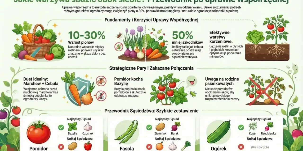 Cebula to świetny sąsiad dla marchwi, pomidorów i ogórków. Chroni przed szkodnikami i poprawia wzrost. Unikaj sadzenia jej obok fasoli.