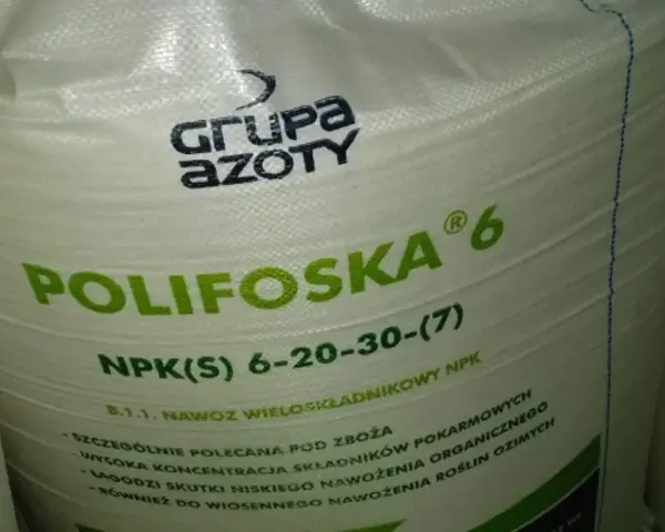 Worek nawozu Polifoska 6 od Grupy Azoty, NPK(S) 6-20-30-(7), idealny pod zboża.