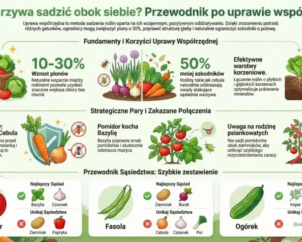 Cebula to świetny sąsiad dla marchwi, pomidorów i ogórków. Chroni przed szkodnikami i poprawia wzrost. Unikaj sadzenia jej obok fasoli.