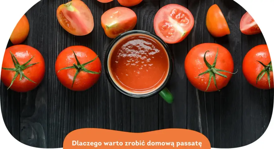 Świeże pomidory i miseczka domowej passaty pomidorowej. Poznaj przepis na najlepszą passatę!